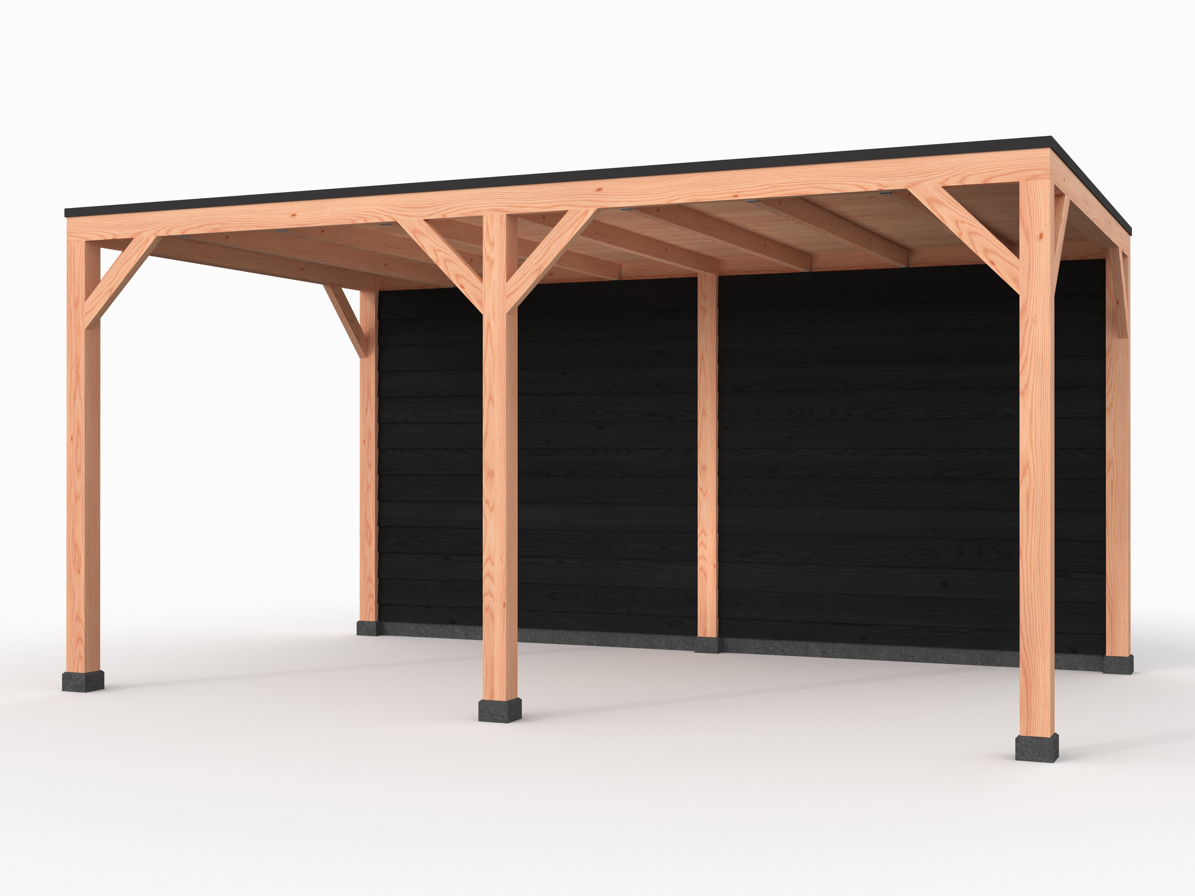 Douglas overkapping, 500 x 300, met zwarte achterwand, Westwood Solo - Afbeelding 1